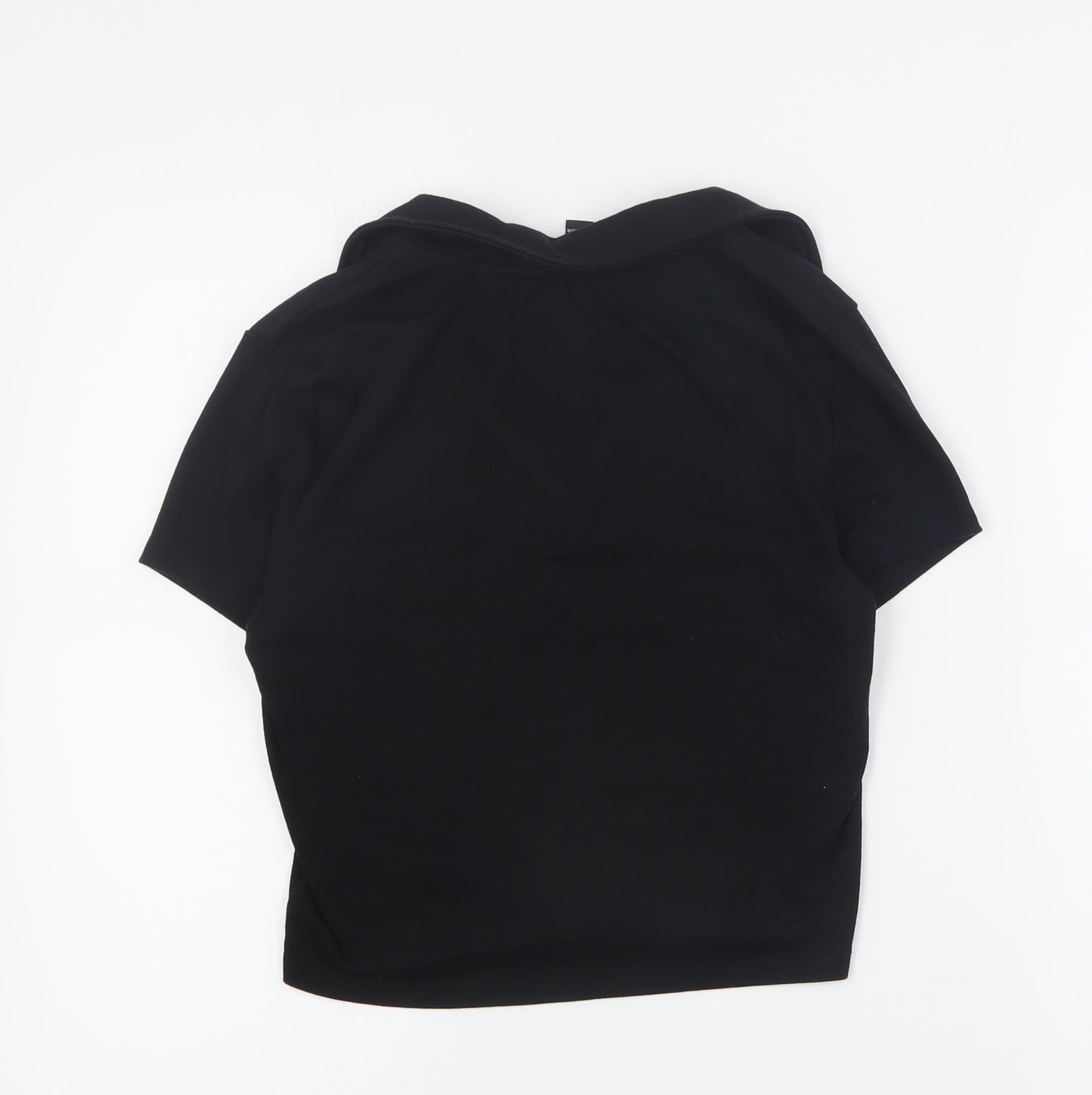 New Look Girls Black  Cotton Cropped Polo Size 14-15 Years Collared Pullover