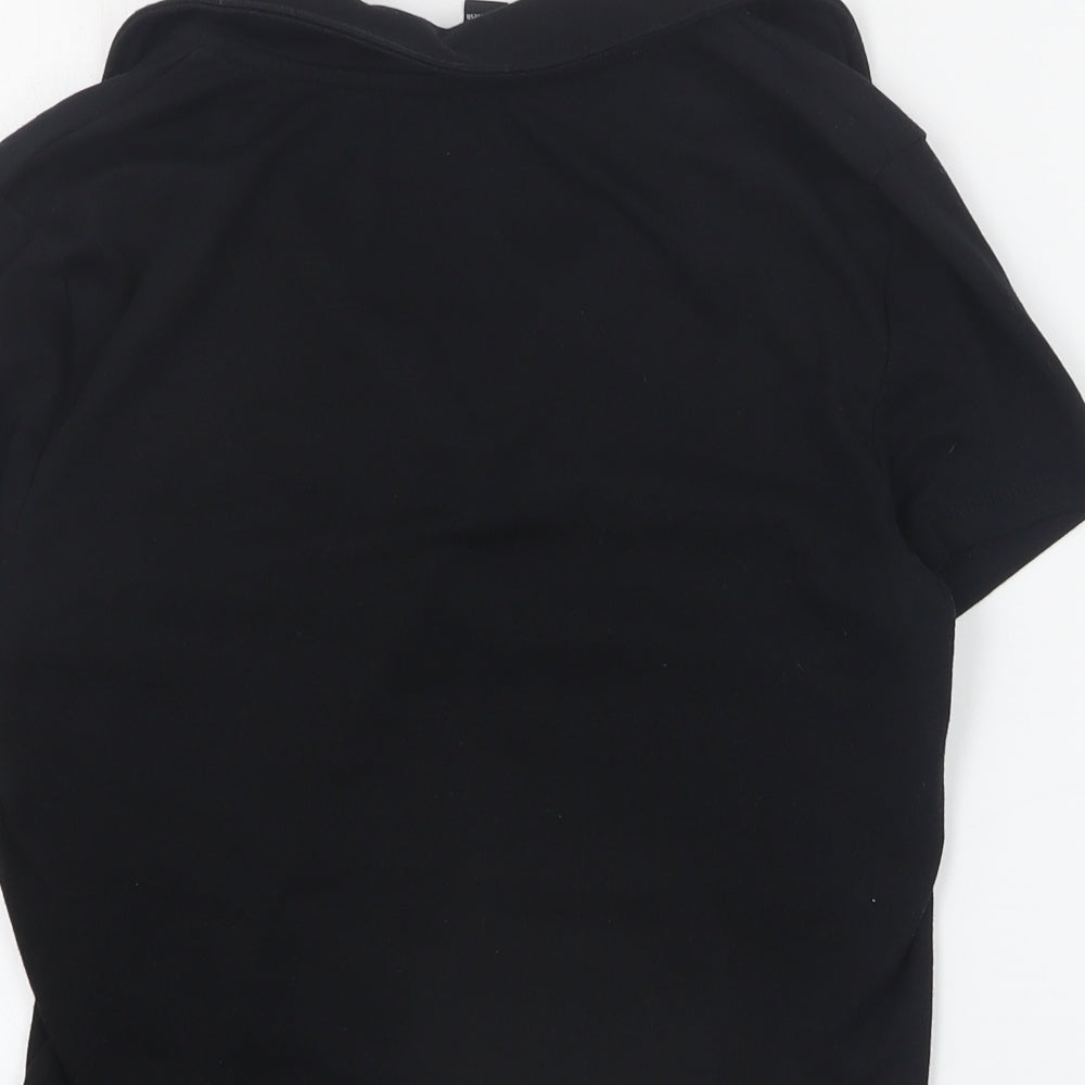 New Look Girls Black  Cotton Cropped Polo Size 14-15 Years Collared Pullover