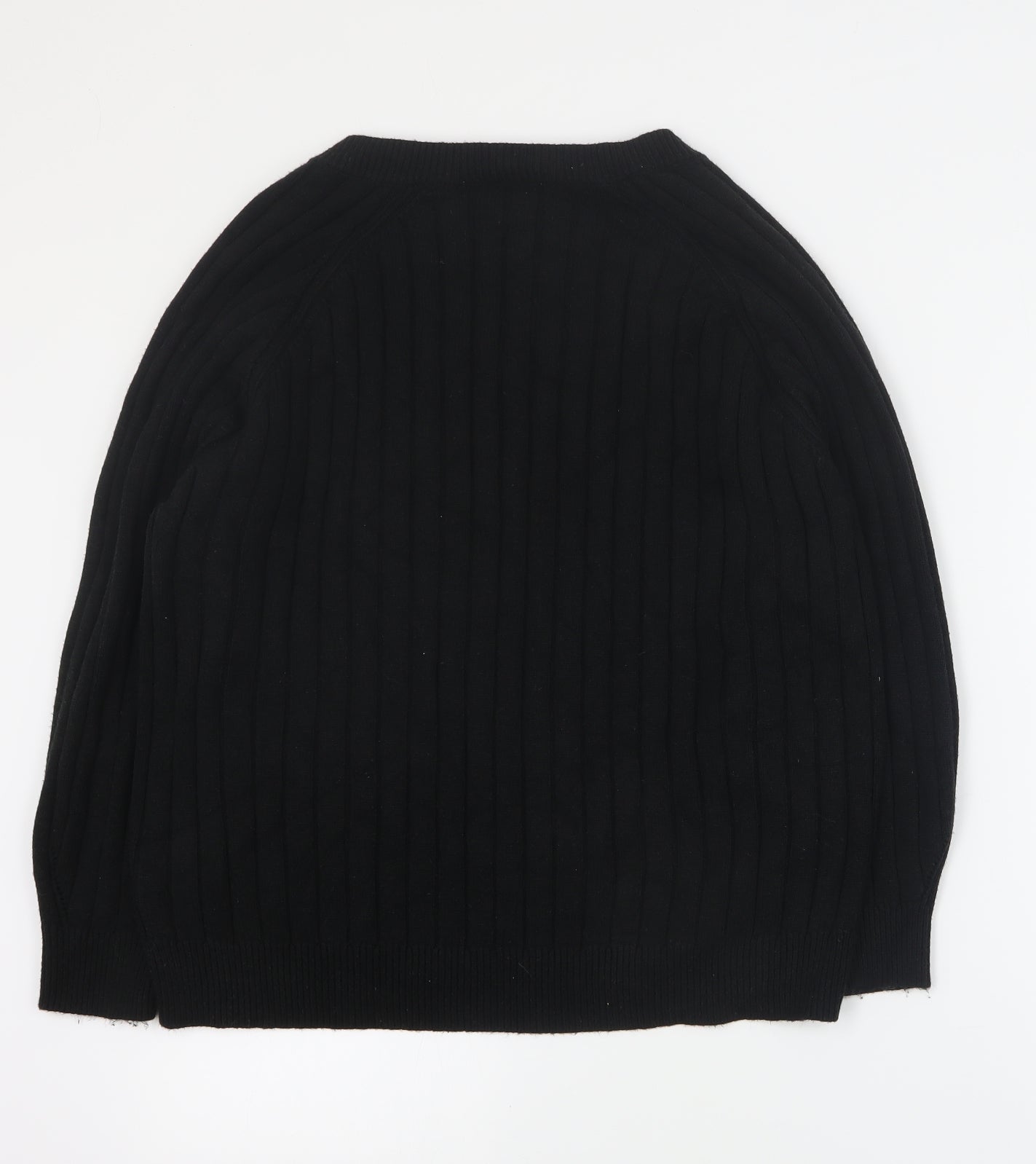NEXT Womens Black V-Neck  Polyester Pullover Jumper Size L