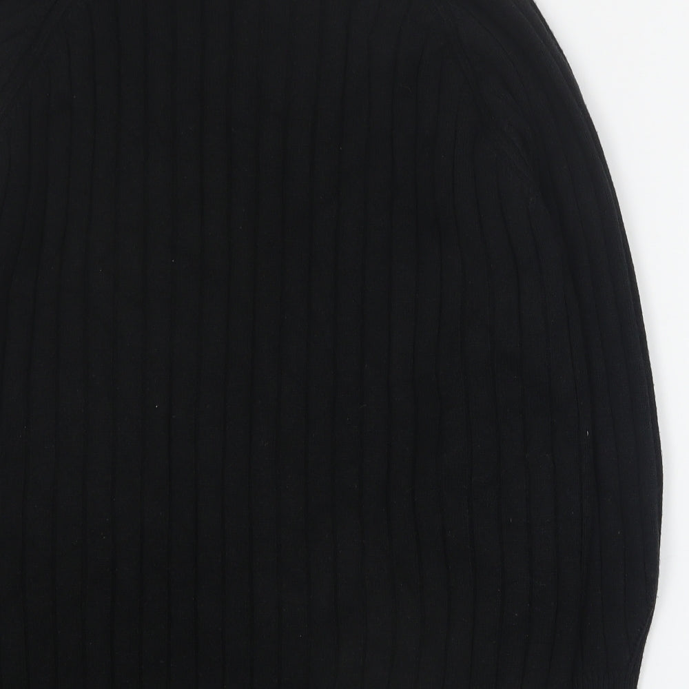 NEXT Womens Black V-Neck  Polyester Pullover Jumper Size L