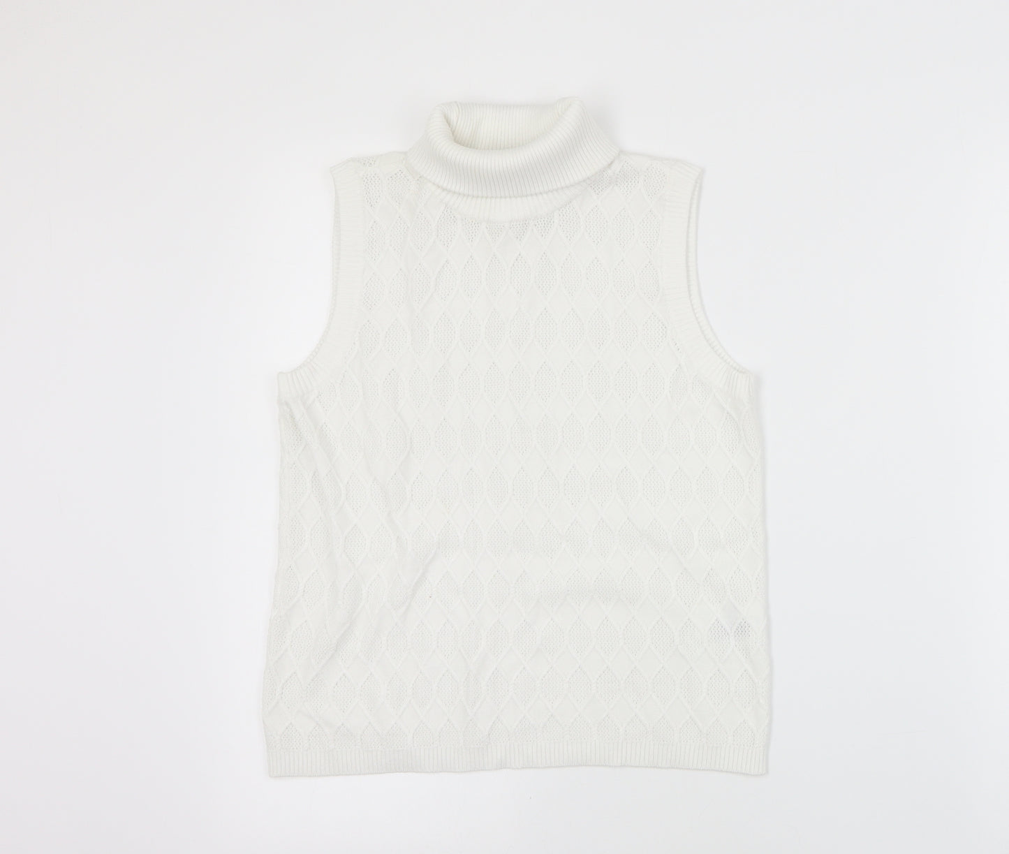 Femme Stage Womens White Roll Neck  Cotton Vest Jumper Size S