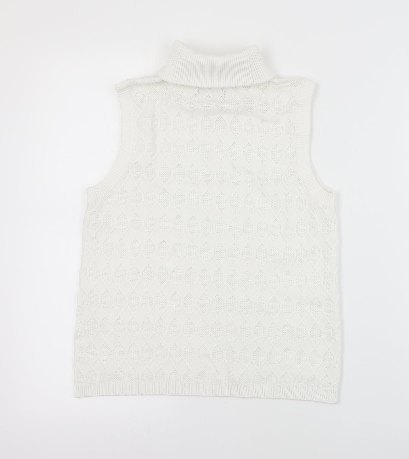 Femme Stage Womens White Roll Neck  Cotton Vest Jumper Size S
