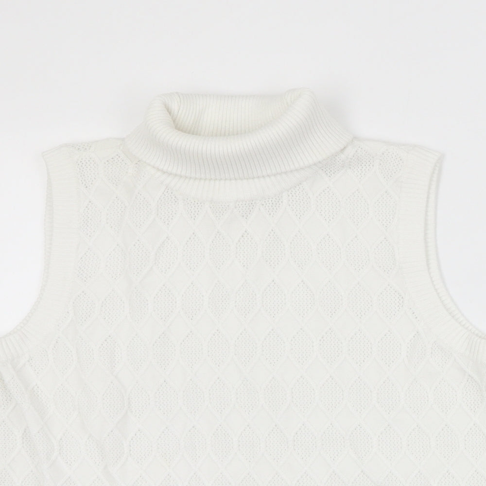 Femme Stage Womens White Roll Neck  Cotton Vest Jumper Size S