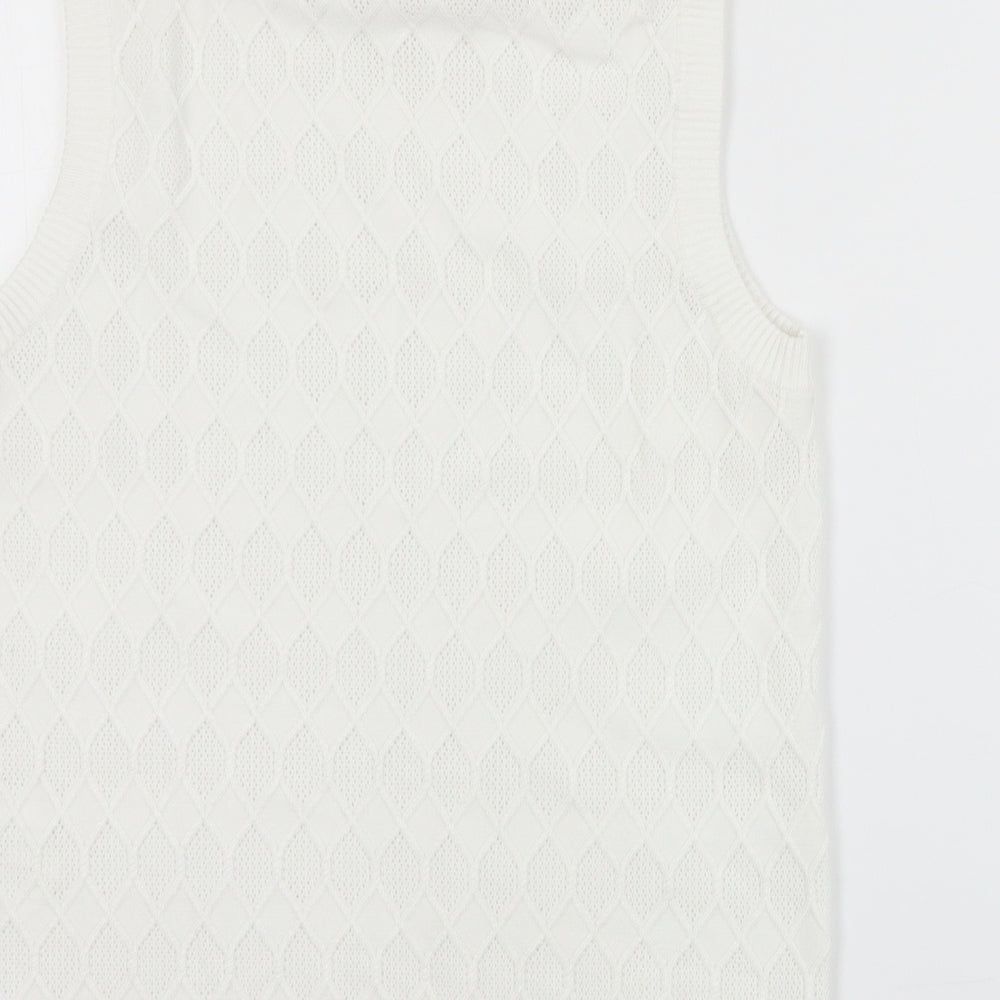 Femme Stage Womens White Roll Neck  Cotton Vest Jumper Size S