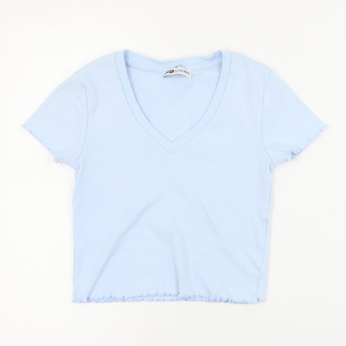 FB Sister Womens Blue  Cotton Cropped T-Shirt Size 2XS V-Neck