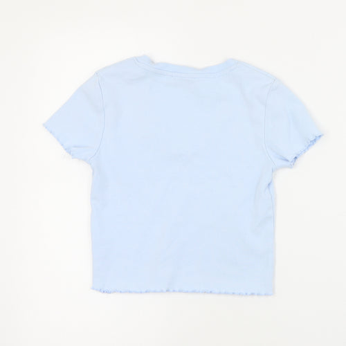 FB Sister Womens Blue  Cotton Cropped T-Shirt Size 2XS V-Neck