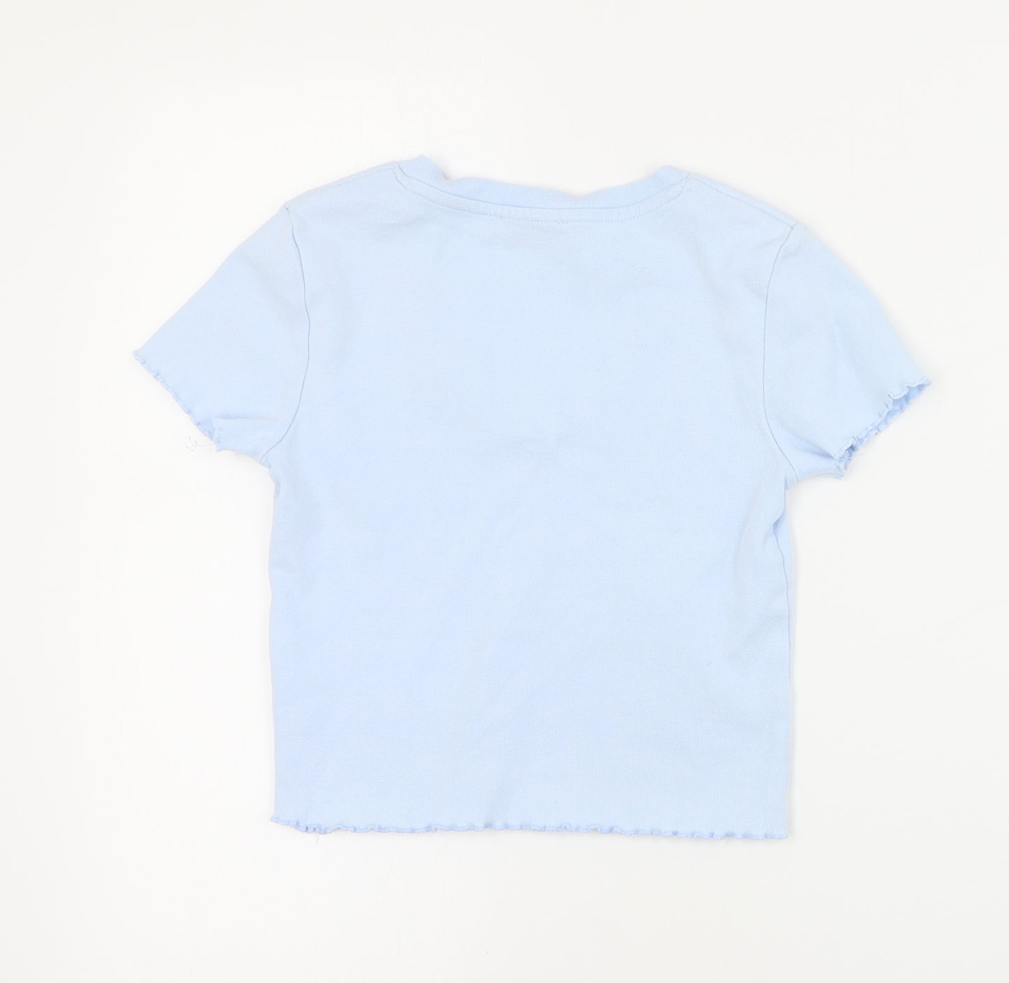 FB Sister Womens Blue  Cotton Cropped T-Shirt Size 2XS V-Neck