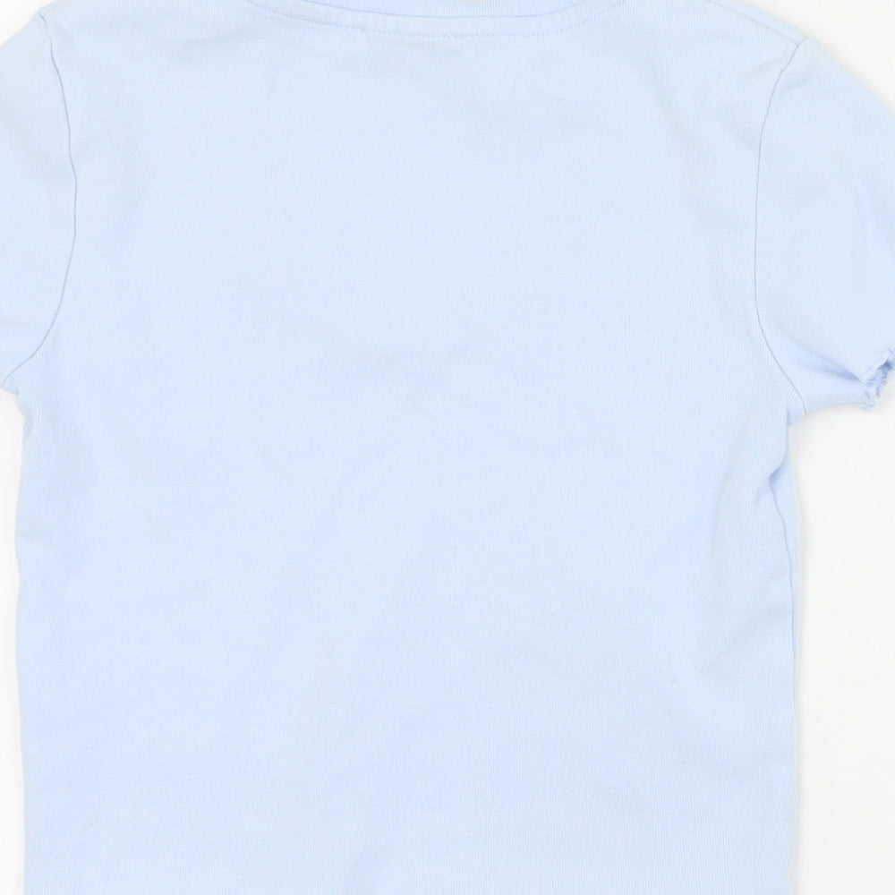 FB Sister Womens Blue  Cotton Cropped T-Shirt Size 2XS V-Neck
