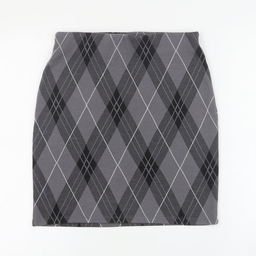 New Look Womens Grey Argyle/Diamond Polyester Mini Skirt Size 8