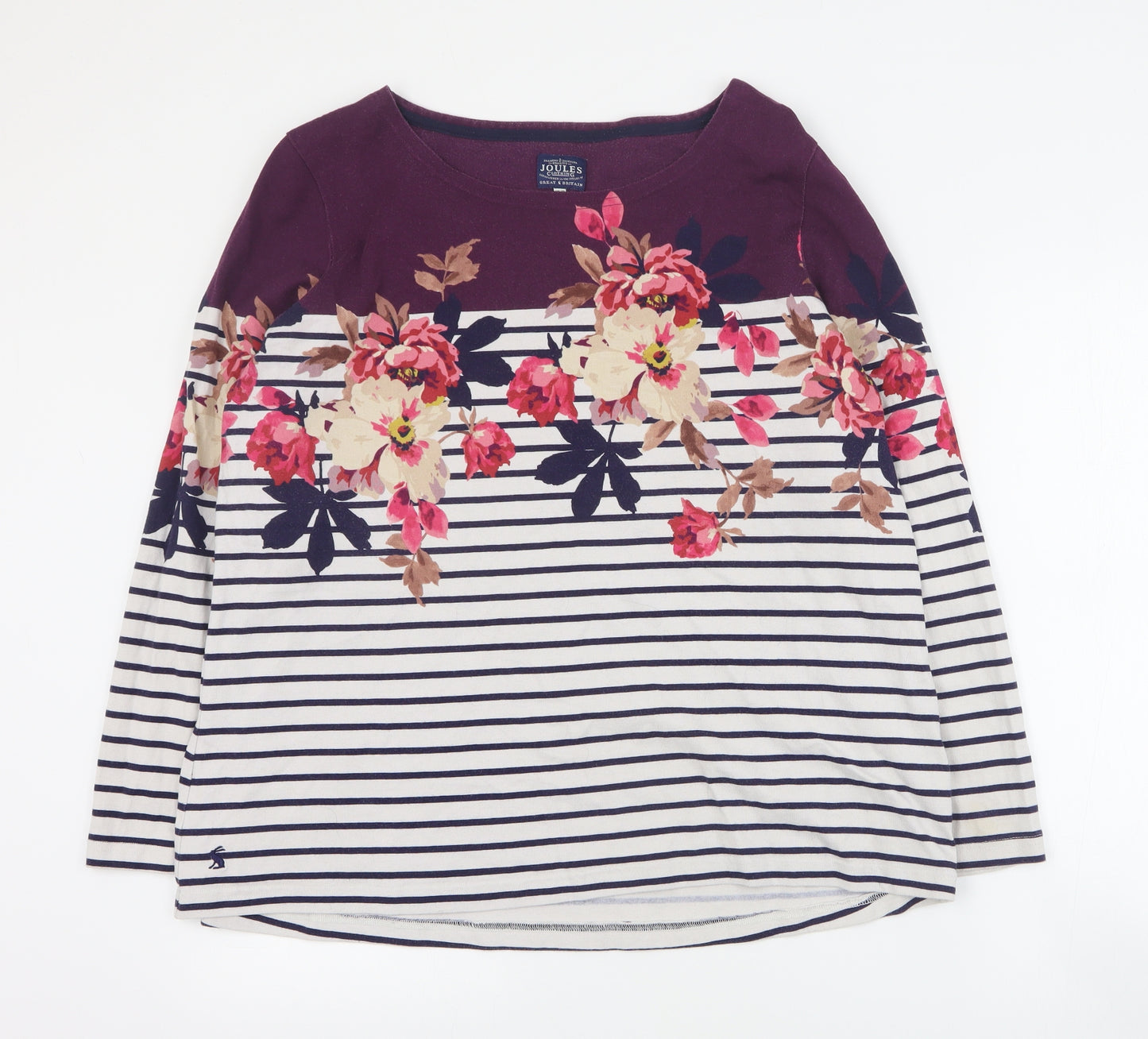 Joules Womens Multicoloured Round Neck Striped Cotton Pullover Jumper Size 20