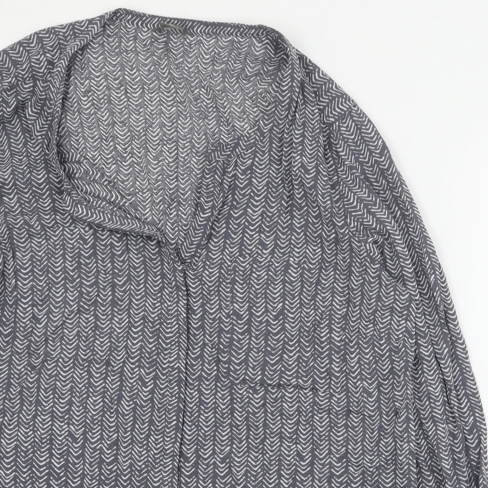 Eddie Bauer Womens Grey Geometric Viscose Basic Blouse Size XL V-Neck
