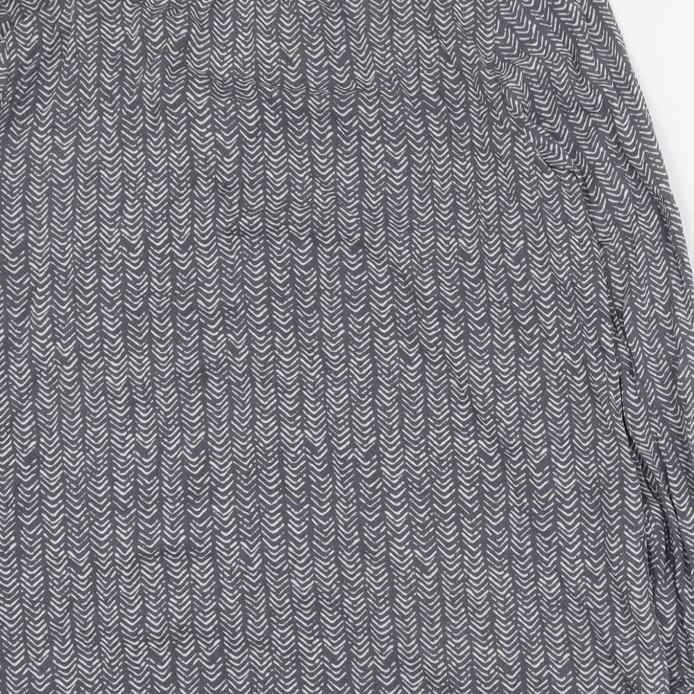 Eddie Bauer Womens Grey Geometric Viscose Basic Blouse Size XL V-Neck