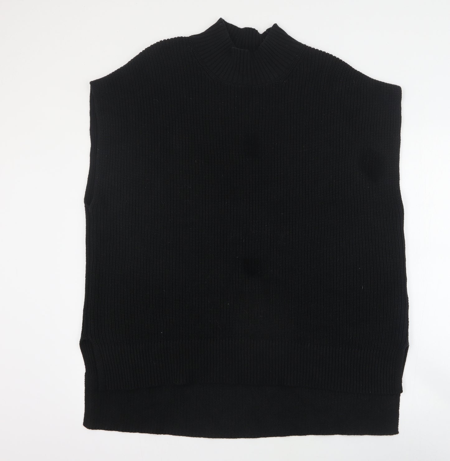 Part Two Womens Black Mock Neck  Cotton Vest Jumper Size XL