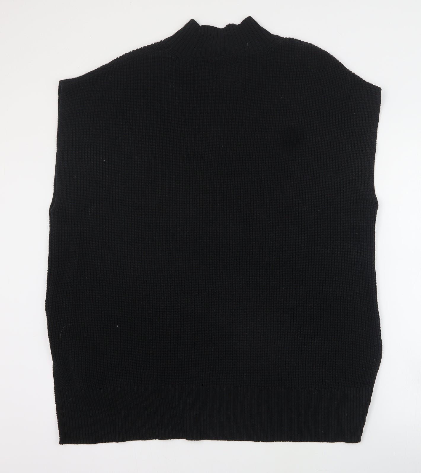 Part Two Womens Black Mock Neck  Cotton Vest Jumper Size XL