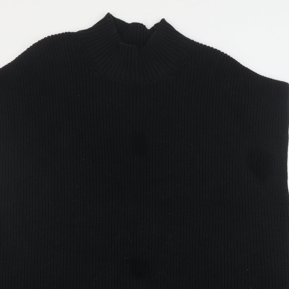 Part Two Womens Black Mock Neck  Cotton Vest Jumper Size XL