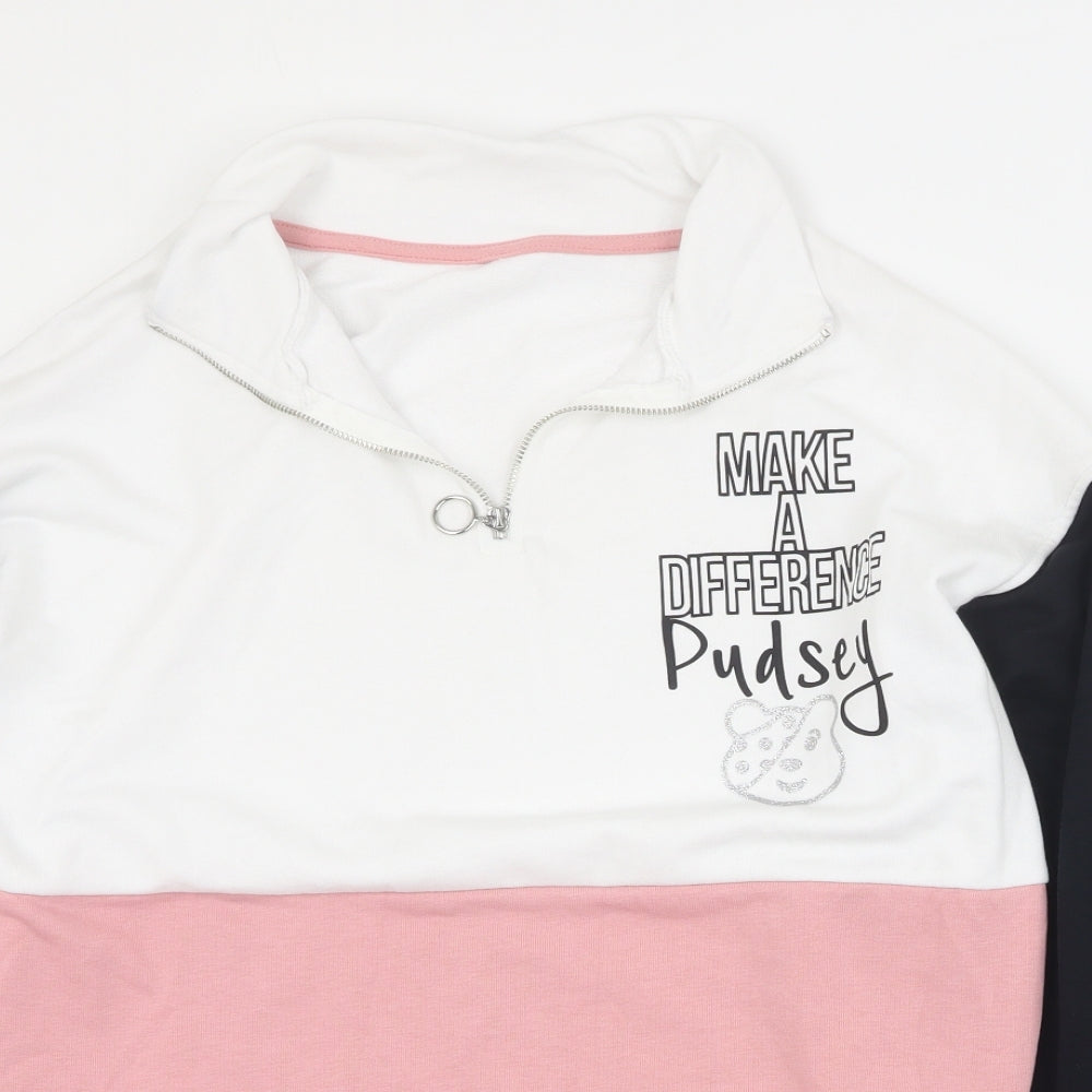 George Womens Pink Colourblock Cotton Pullover Sweatshirt Size 12  Zip - Pudsey bear