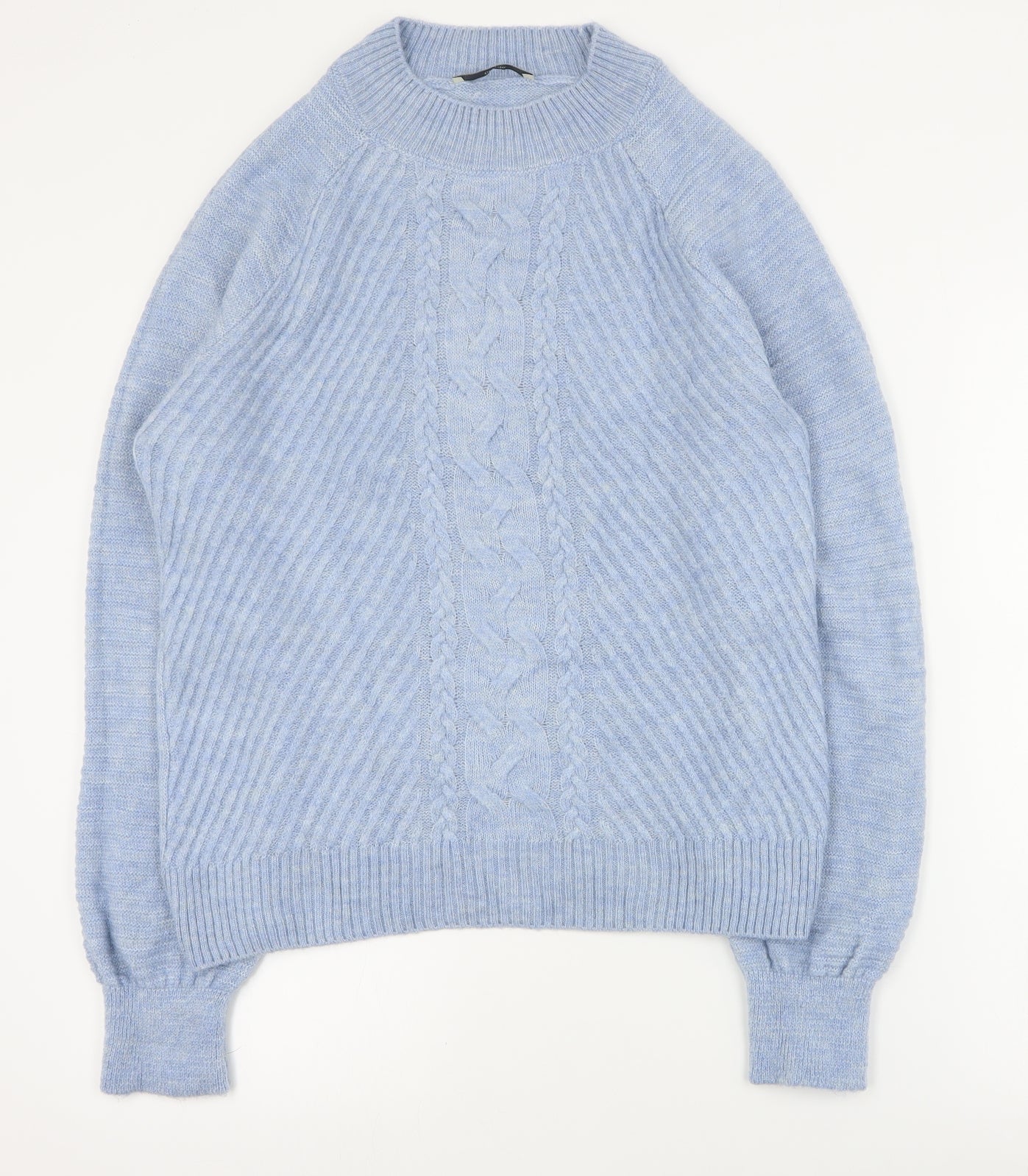 George Womens Blue Round Neck  Acrylic Pullover Jumper Size S