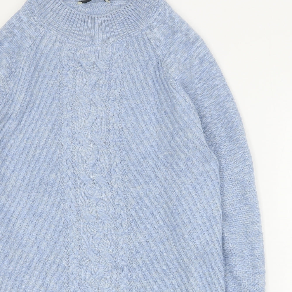 George Womens Blue Round Neck  Acrylic Pullover Jumper Size S