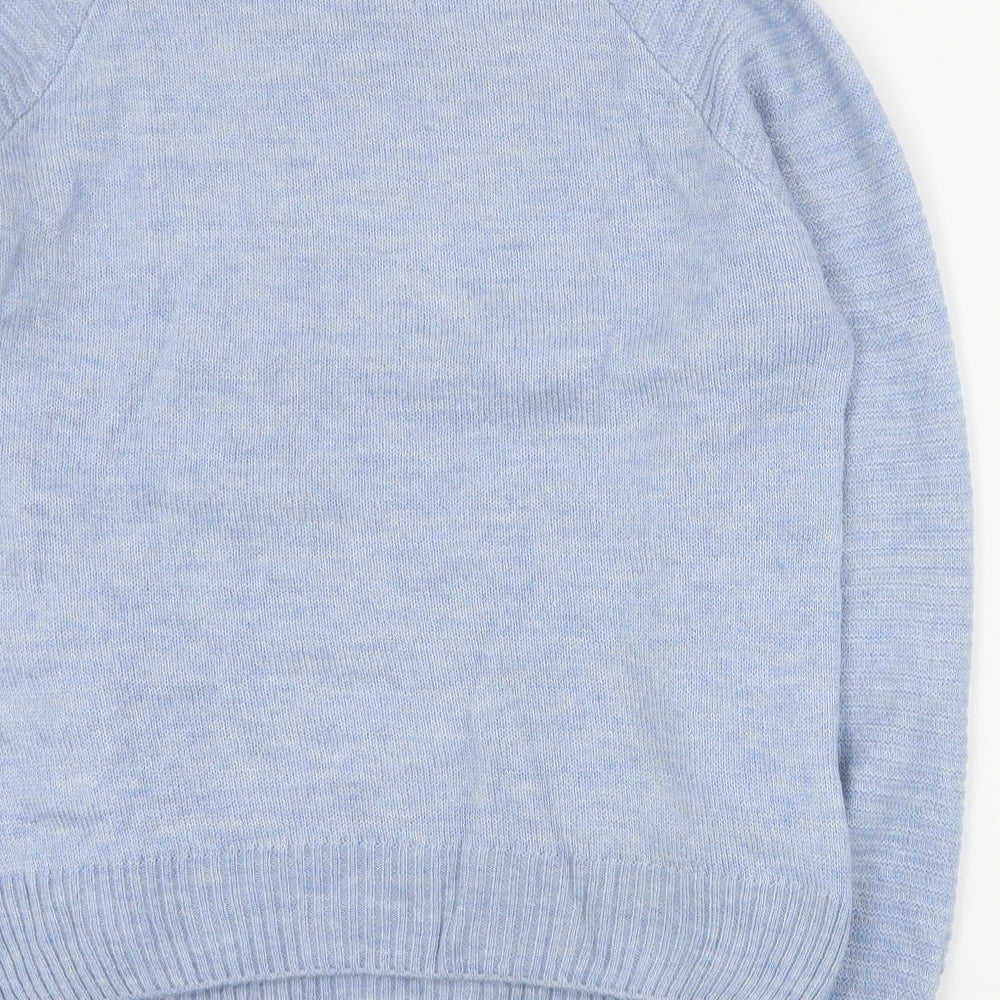 George Womens Blue Round Neck  Acrylic Pullover Jumper Size S