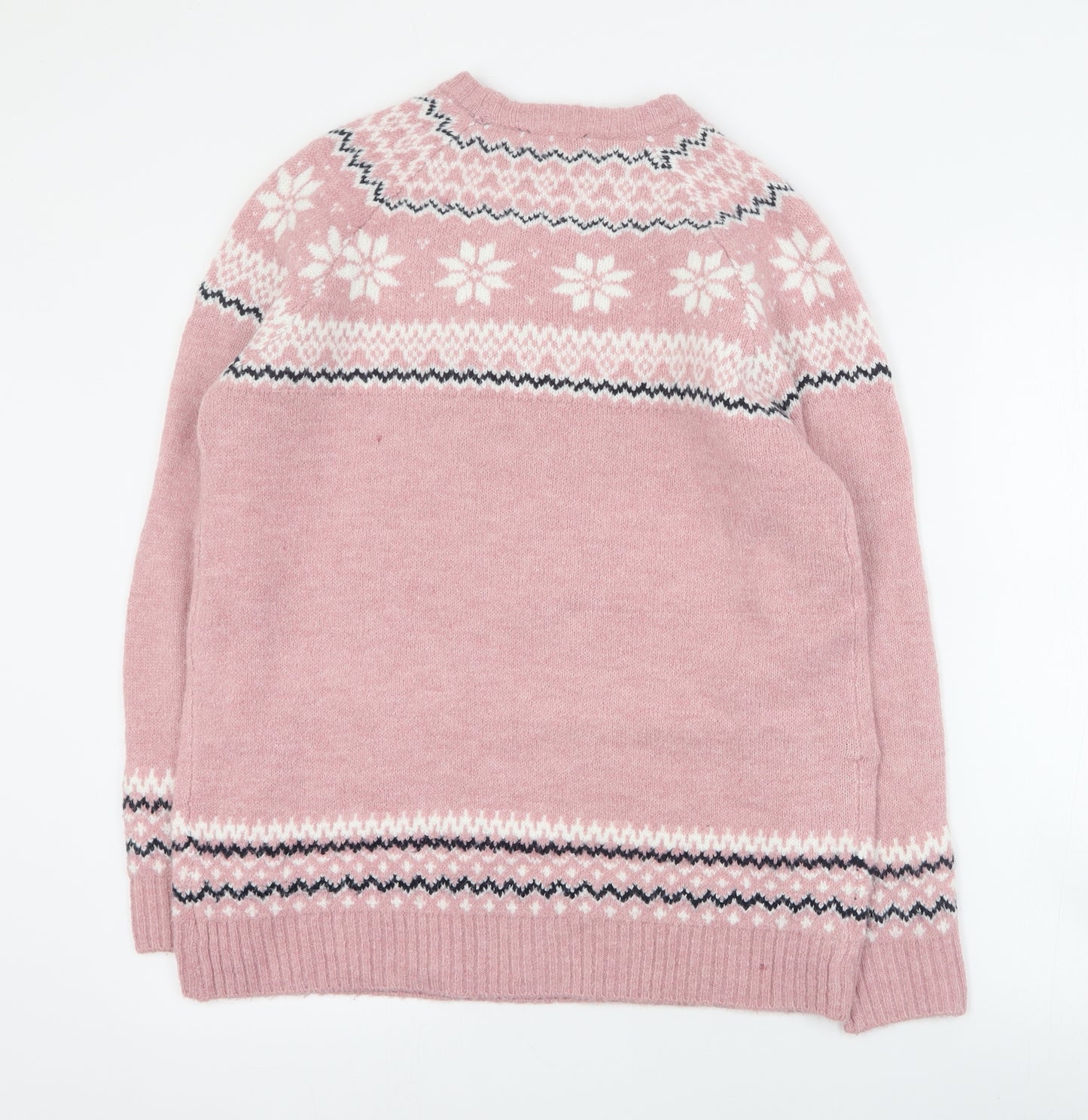 ESMARA Womens Pink Round Neck  Acrylic Pullover Jumper Size M
