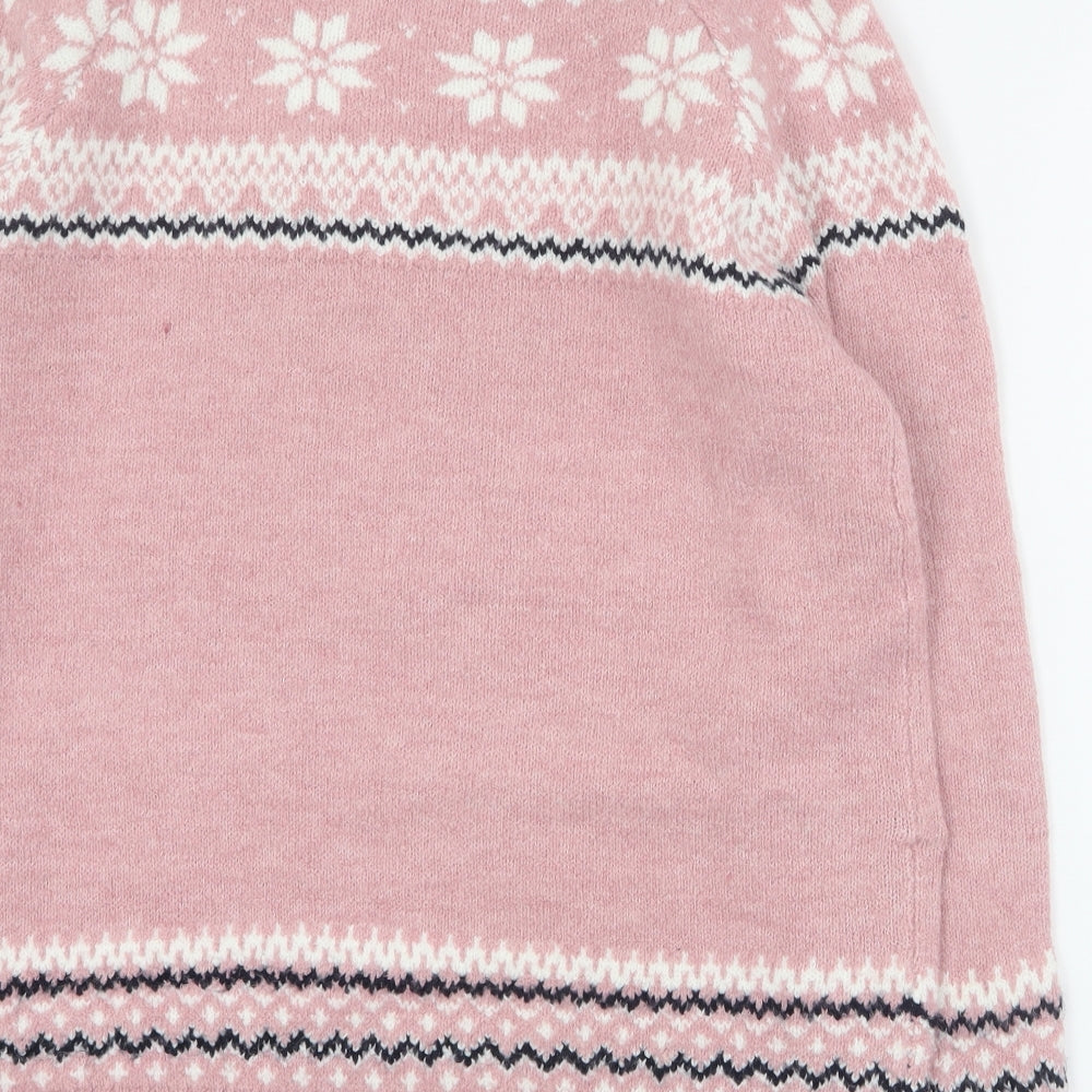 ESMARA Womens Pink Round Neck  Acrylic Pullover Jumper Size M
