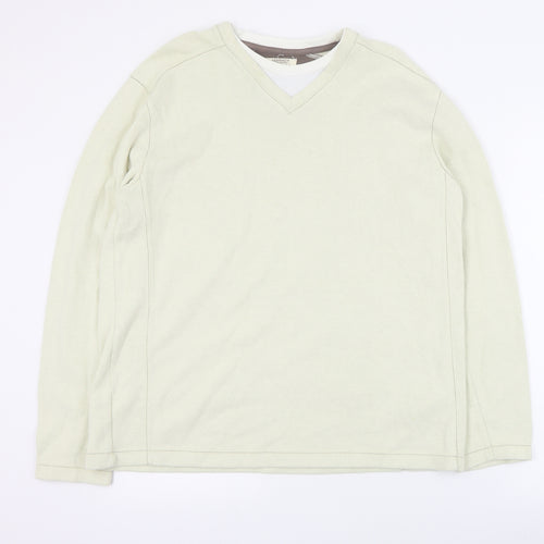 NEXT Mens Beige Round Neck  Cotton Pullover Jumper Size L
