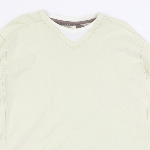 NEXT Mens Beige Round Neck  Cotton Pullover Jumper Size L