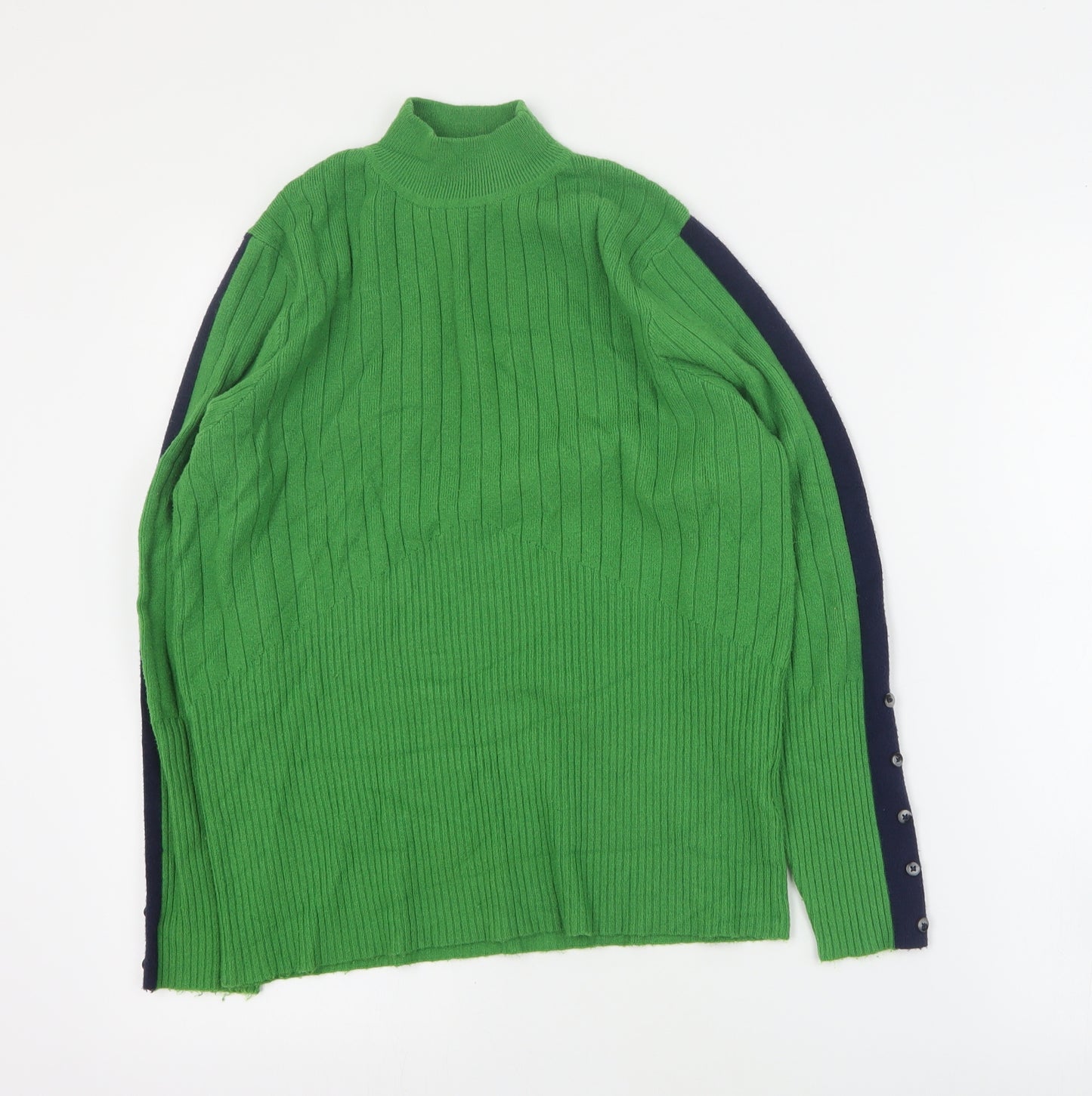 Marks and Spencer Womens Green High Neck  Viscose Pullover Jumper Size 16   - Ribbed