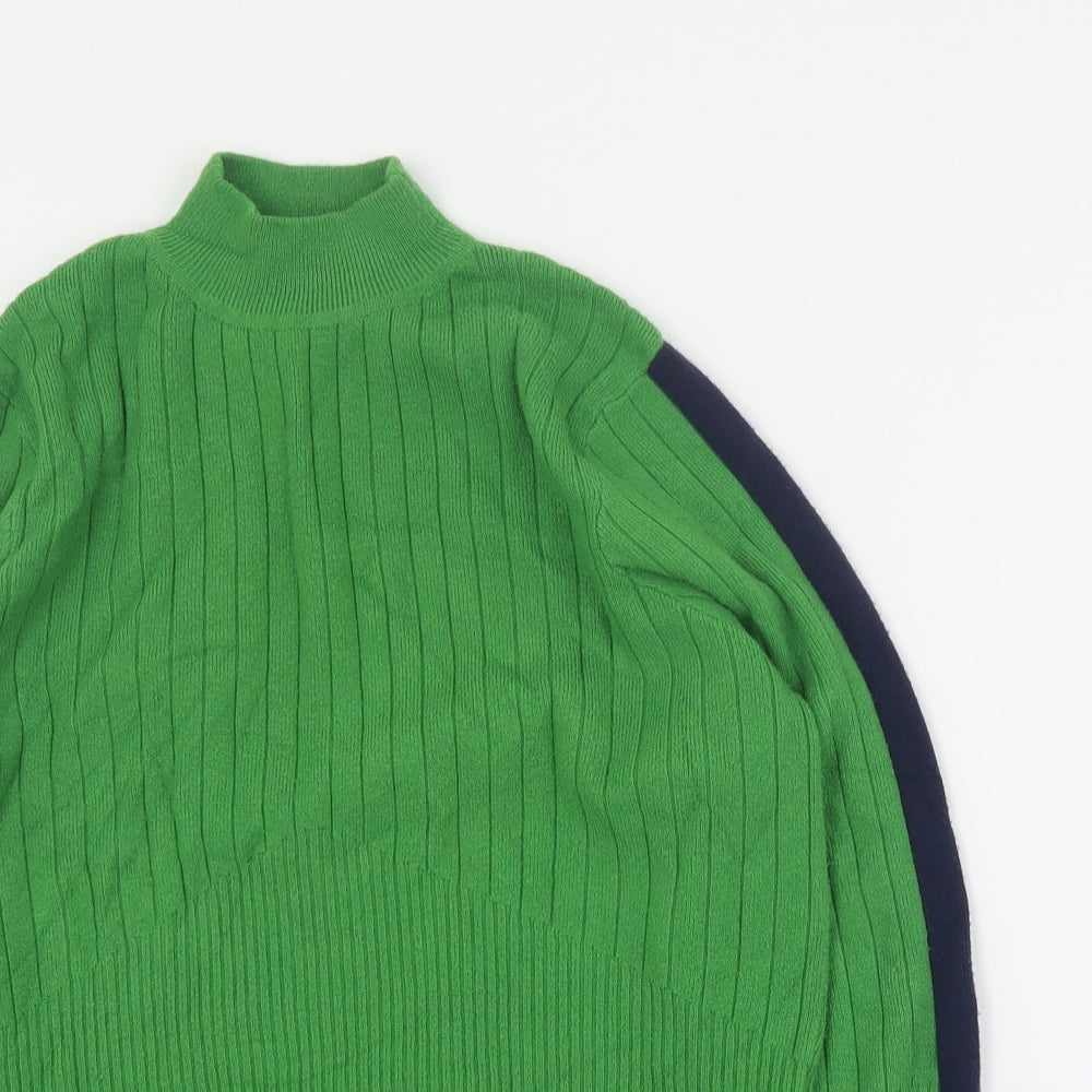 Marks and Spencer Womens Green High Neck  Viscose Pullover Jumper Size 16   - Ribbed