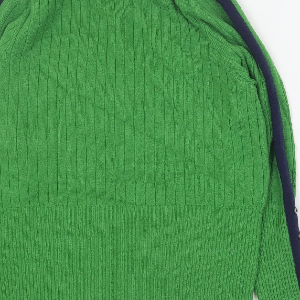 Marks and Spencer Womens Green High Neck  Viscose Pullover Jumper Size 16   - Ribbed