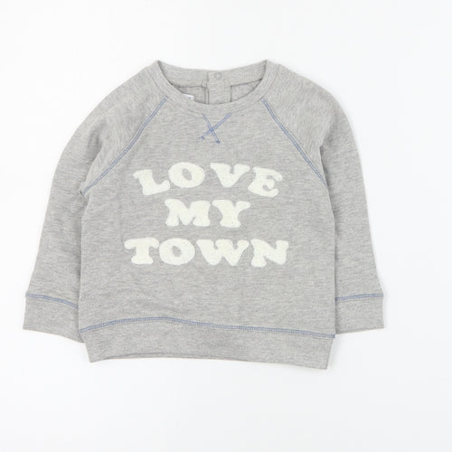 Vertbaudet Baby Grey  Cotton Pullover Jumper Size 12-18 Months  Snap