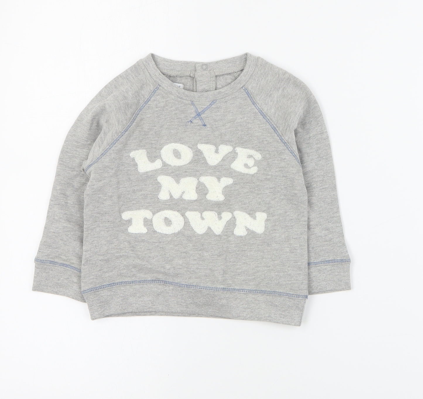 Vertbaudet Baby Grey  Cotton Pullover Jumper Size 12-18 Months  Snap