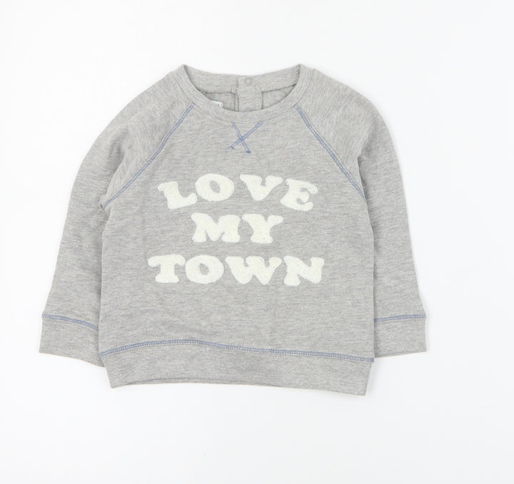 Vertbaudet Baby Grey Cotton Pullover Jumper Size 12-18 Months Snap