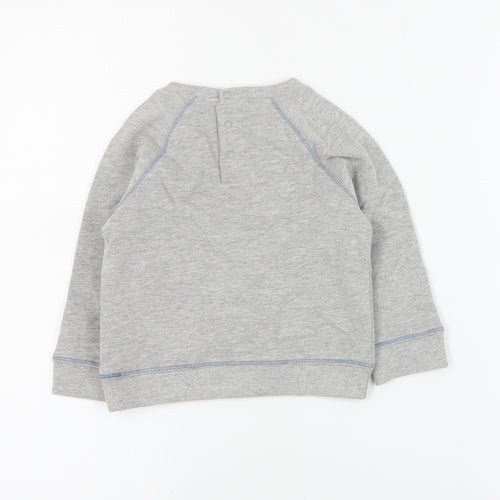 Vertbaudet Baby Grey  Cotton Pullover Jumper Size 12-18 Months  Snap