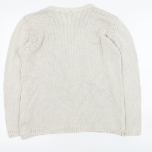 Marks and Spencer Womens Beige Round Neck  Cotton Pullover Jumper Size 10