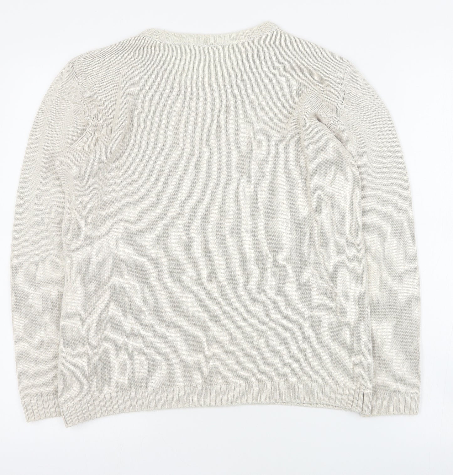 Marks and Spencer Womens Beige Round Neck  Cotton Pullover Jumper Size 10