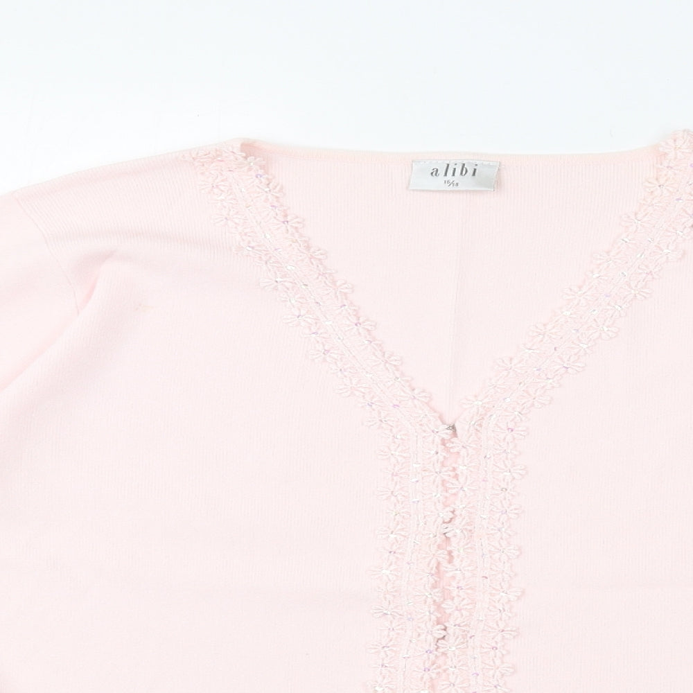 Alibi Womens Pink V-Neck  Viscose Cardigan Jumper Size 16   - size 16/18