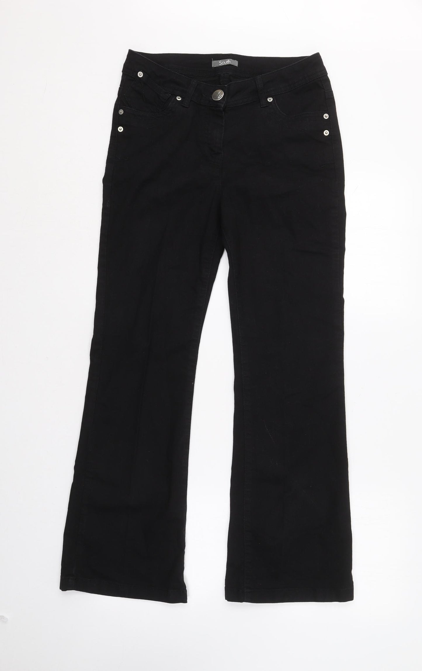 South Womens Black  Cotton Straight Jeans Size 12 L29 in Regular