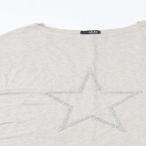 Quiz Womens Grey  Acrylic Basic T-Shirt Size 10 Round Neck