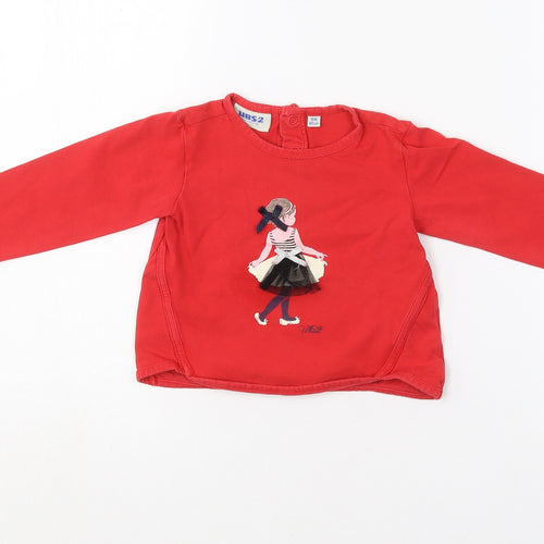 UBS 2 Baby Red  Cotton Basic T-Shirt Size 12-18 Months Round Neck