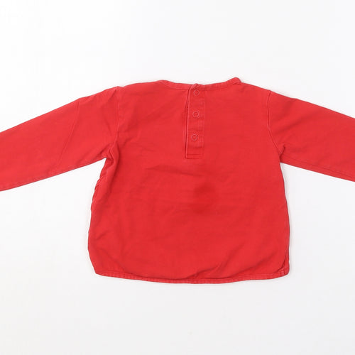UBS 2 Baby Red  Cotton Basic T-Shirt Size 12-18 Months Round Neck