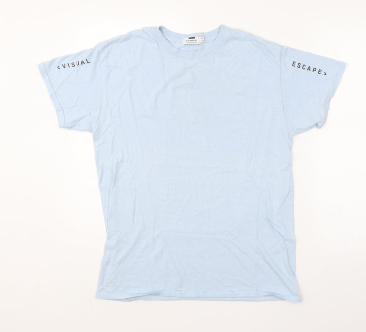 Topman Womens Blue  Cotton Basic Polo Size S Round Neck