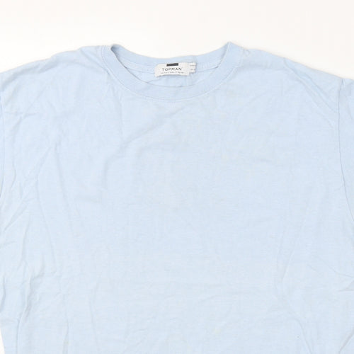 Topman Womens Blue  Cotton Basic Polo Size S Round Neck