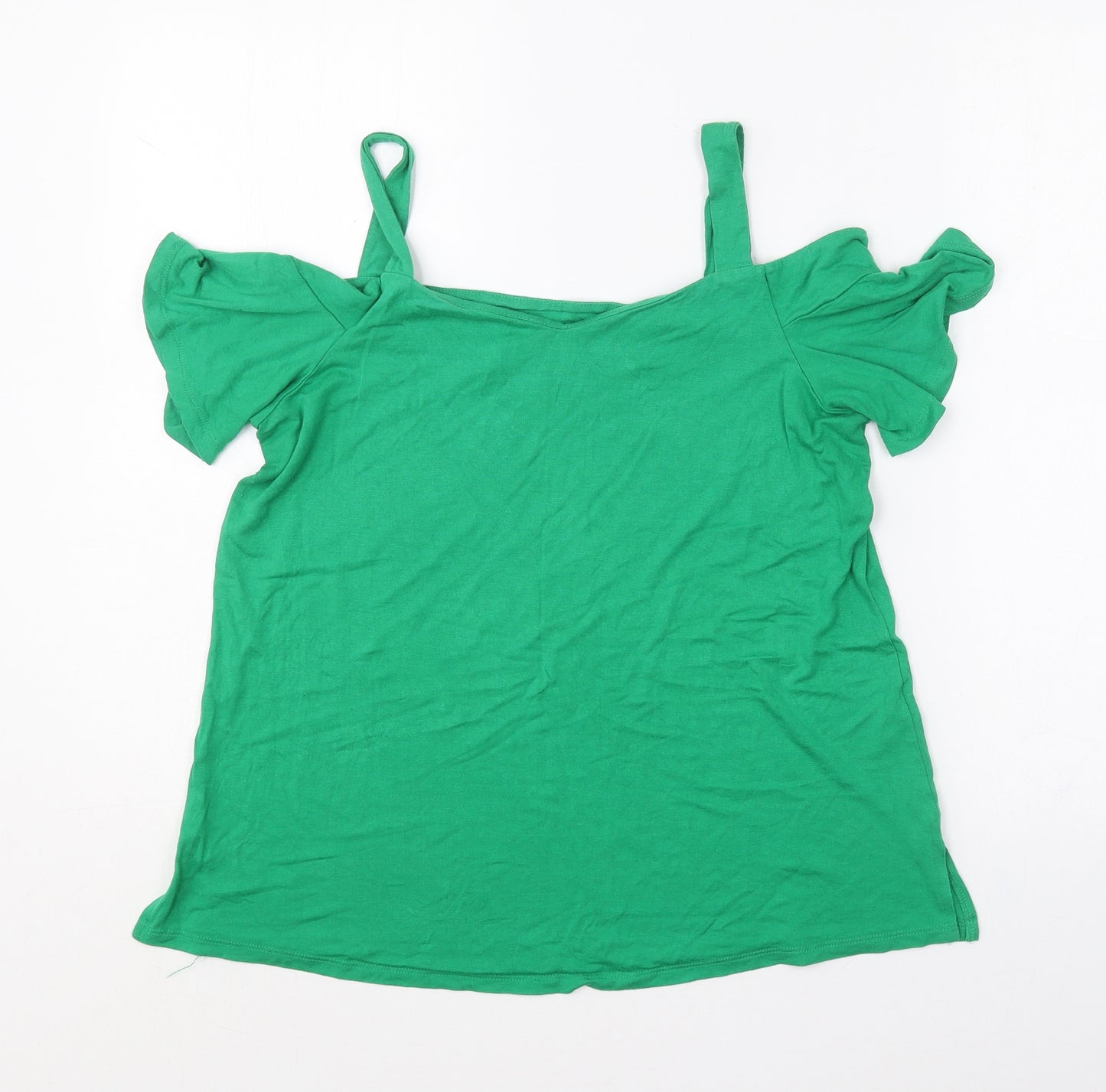 F&F Womens Green  Viscose Basic T-Shirt Size 12 Sweetheart