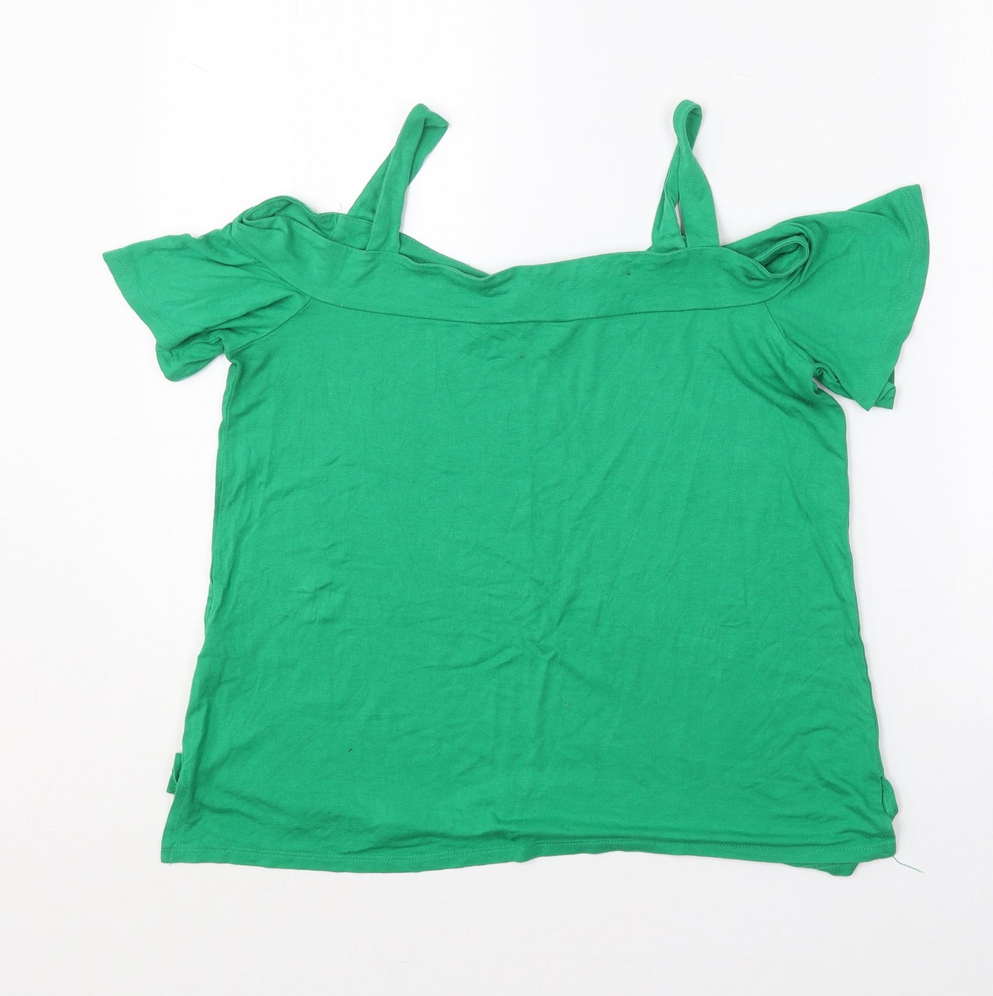F&F Womens Green  Viscose Basic T-Shirt Size 12 Sweetheart