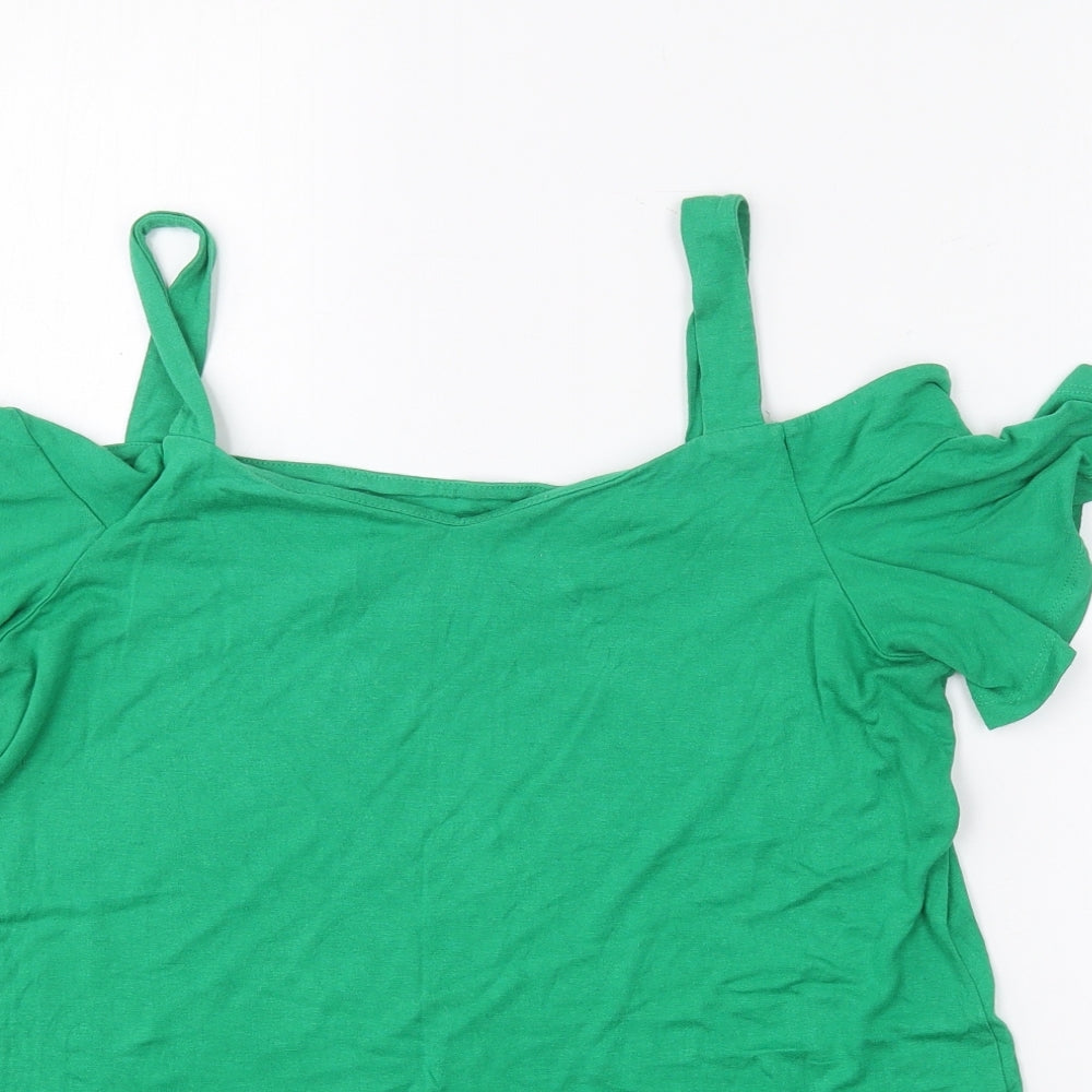 F&F Womens Green  Viscose Basic T-Shirt Size 12 Sweetheart