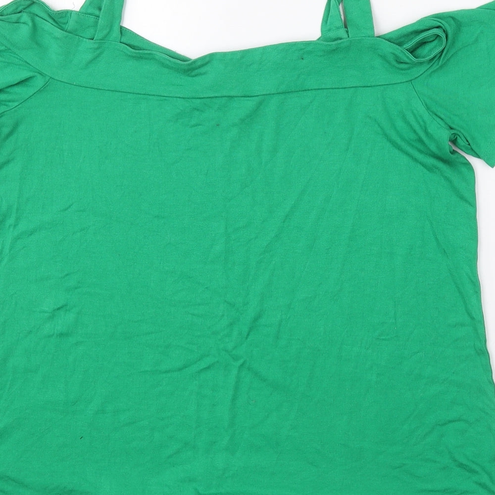 F&F Womens Green  Viscose Basic T-Shirt Size 12 Sweetheart
