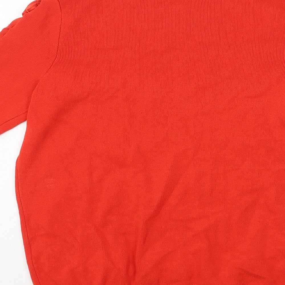 Soon Womens Red Crew Neck  Viscose Pullover Jumper Size 8