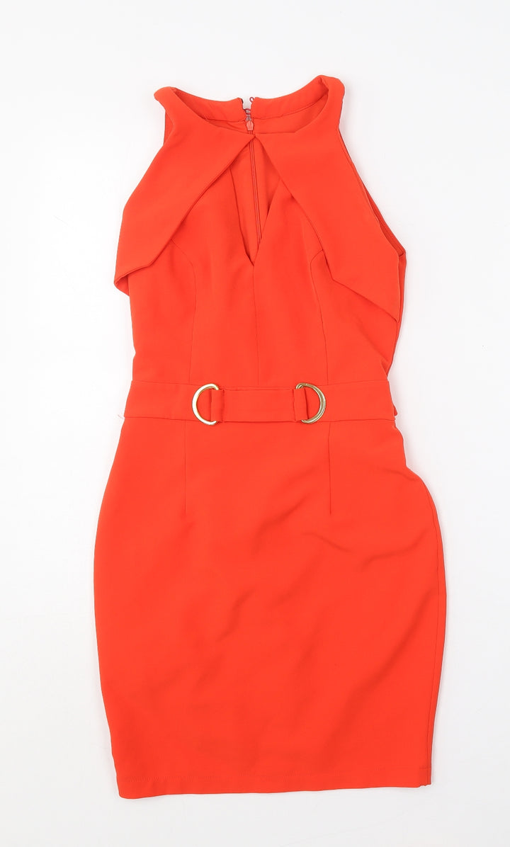 Explosion Womens Red Polyester Bodycon Size 36 Round Neck