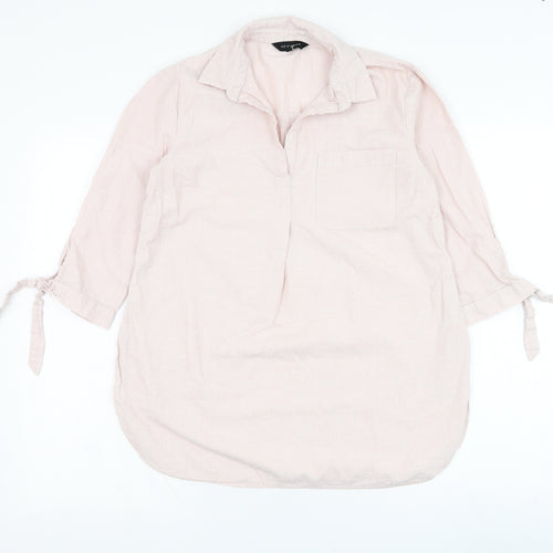 New Look Womens Pink  Cotton Basic Blouse Size 8 V-Neck